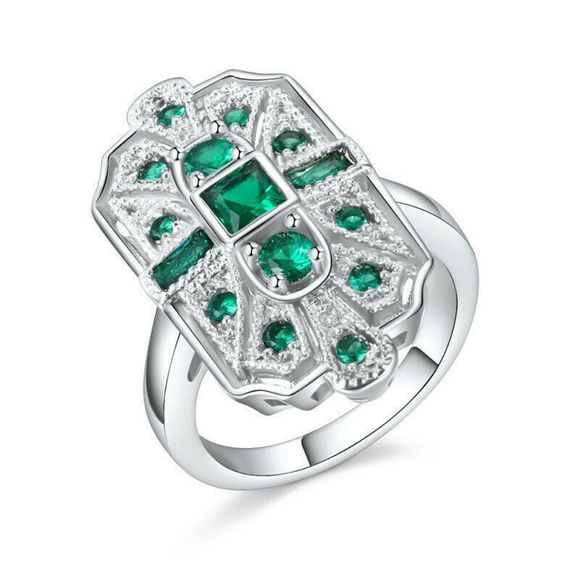 SALE ** BRAND NEW ** Beautiful Art Deco Green Topaz Ring - Picture 1 of 2